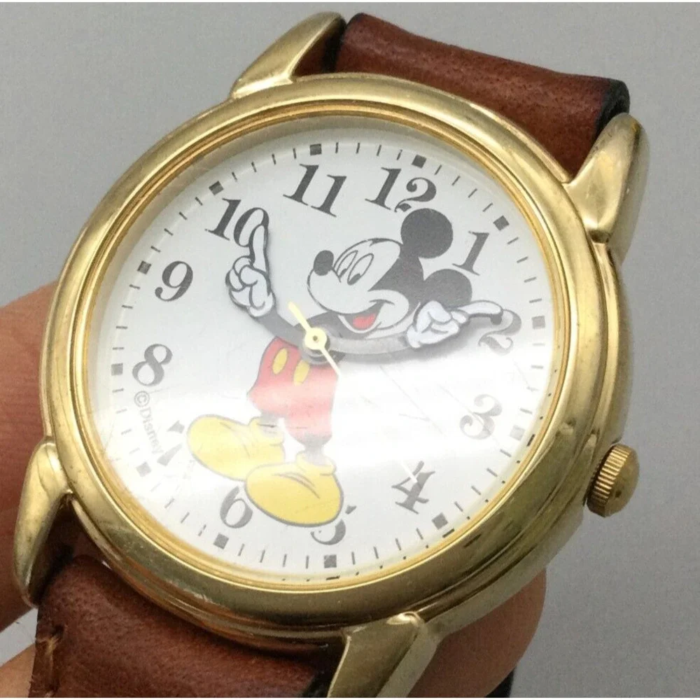 Disney Mickey Mouse Watch Women 30mm Pointing Hands 30mm Gold Tone New Battery - Picture 9 of 15